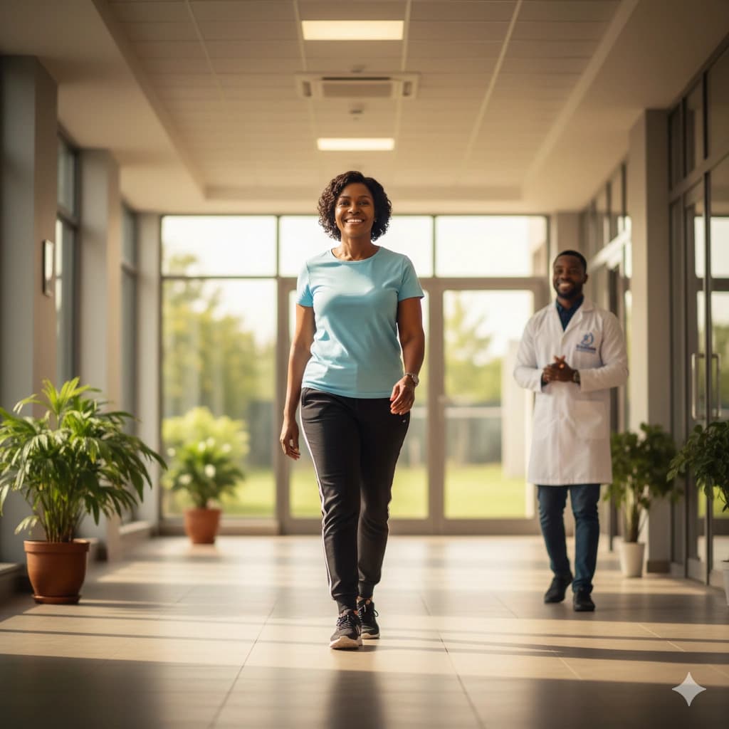 Patient walking freely